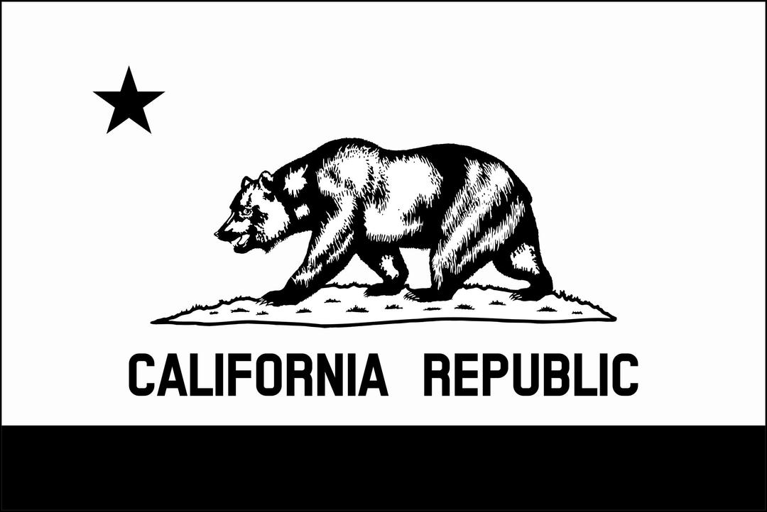 Flag of California (thin border, monochrome)  png transparent