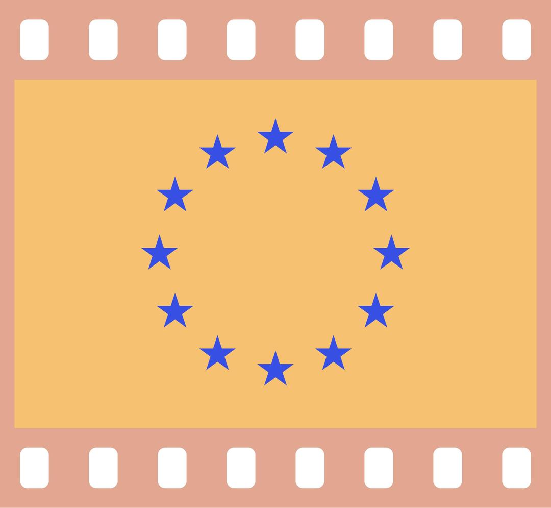 Flag of Europe in a 35 mm film frame (negative) png transparent