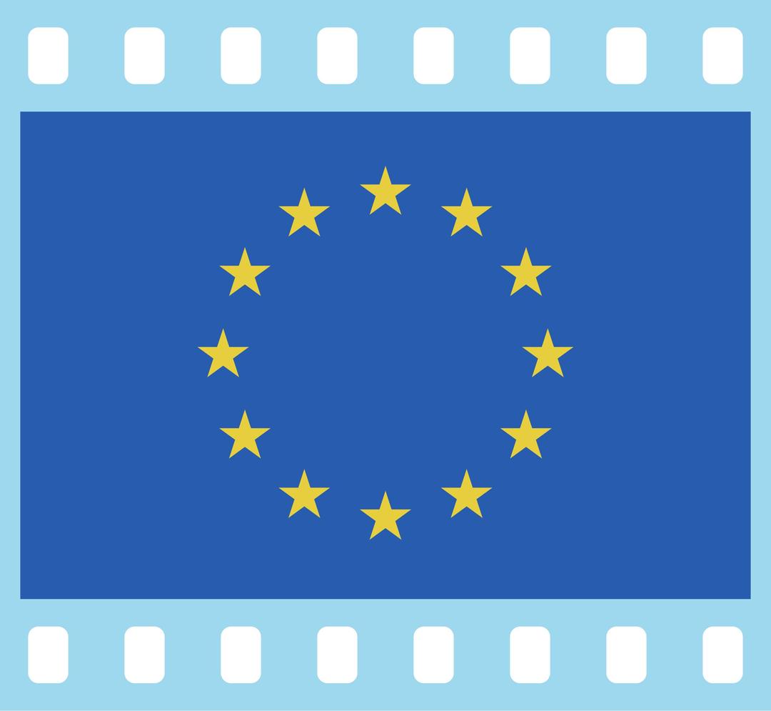Flag of Europe in a 35 mm film frame (positive) png transparent