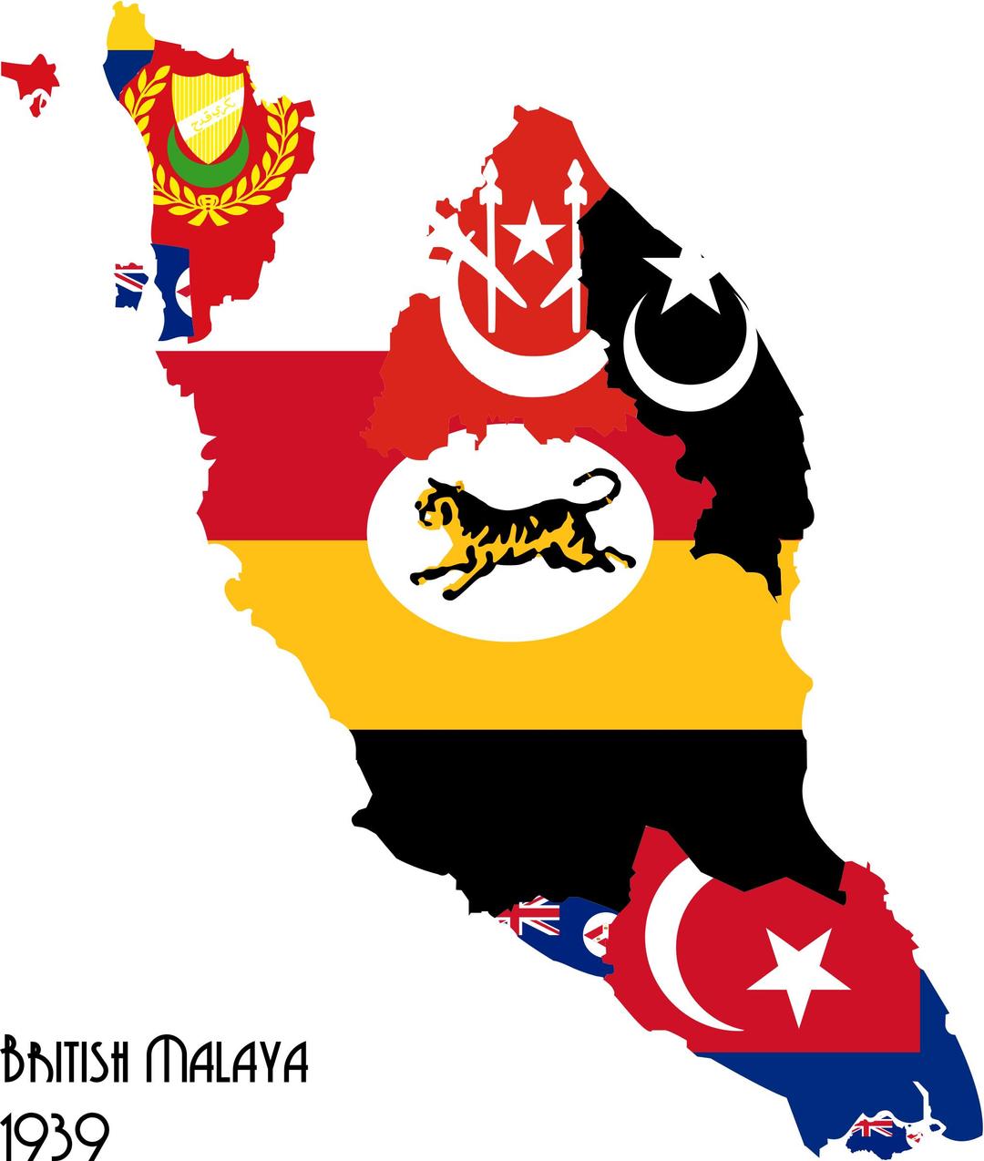 Flag-map of British Malaya, 1939 png transparent