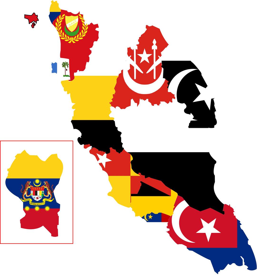 Flag-map of Peninsular Malaysia png transparent