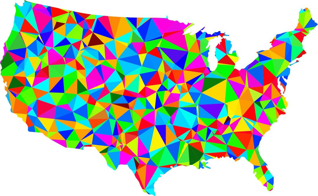 Flat Shaded Low Poly America USA Map png transparent