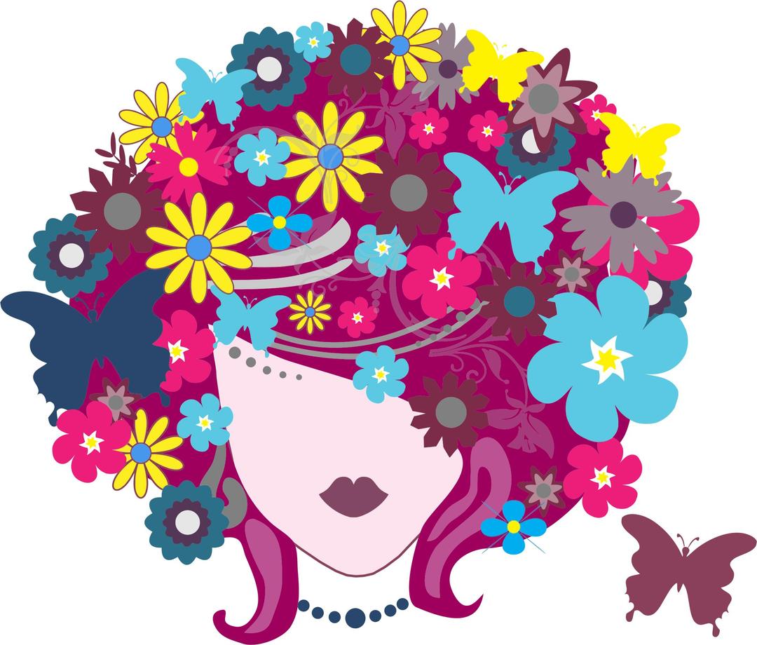 Floral Butterfly Hair Woman png transparent