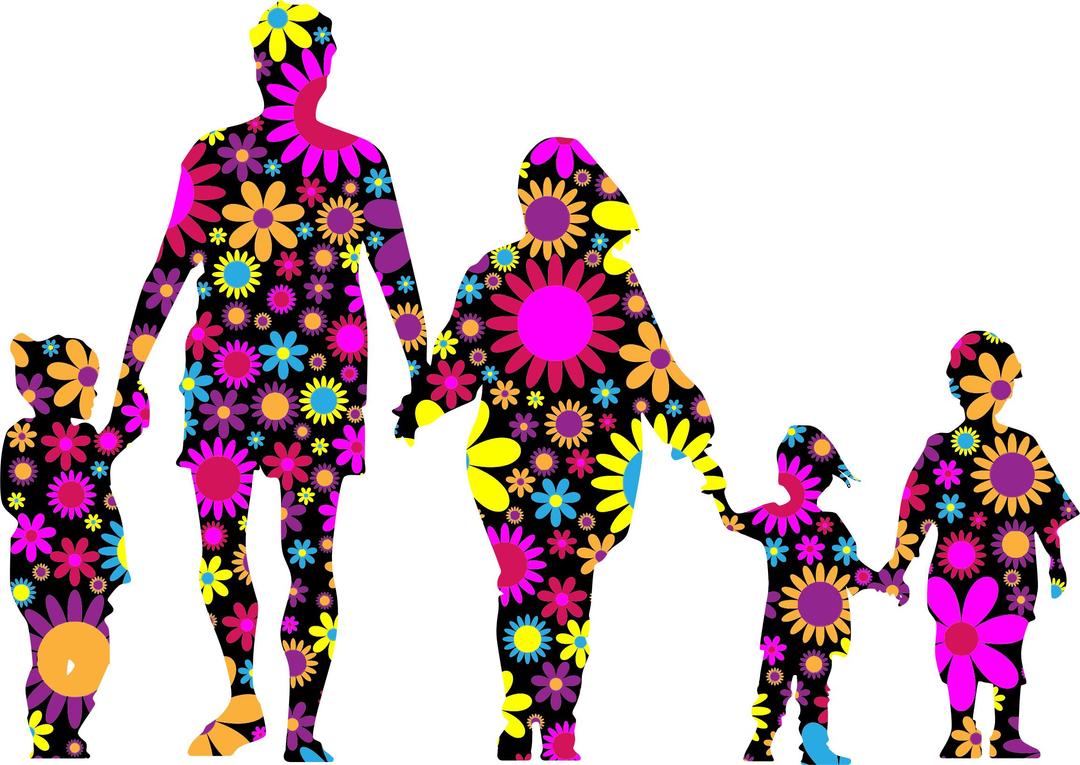 Floral Family Holding Hands Minus Ground Silhouette png transparent