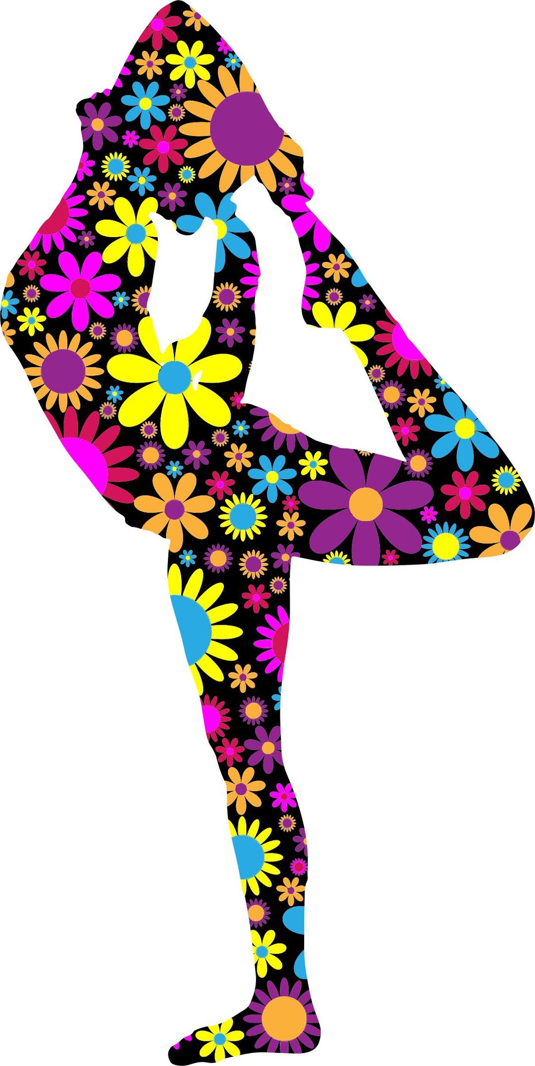 Floral Female Yoga Pose Silhouette 3 png transparent
