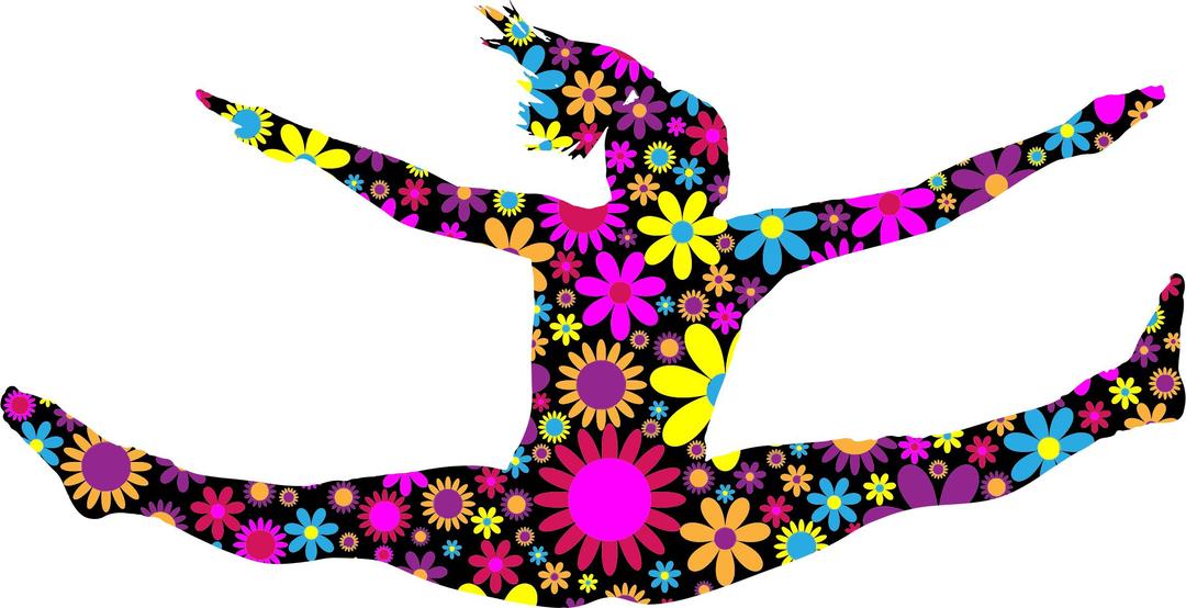 Floral Jumping Girl Silhouette 2 png transparent