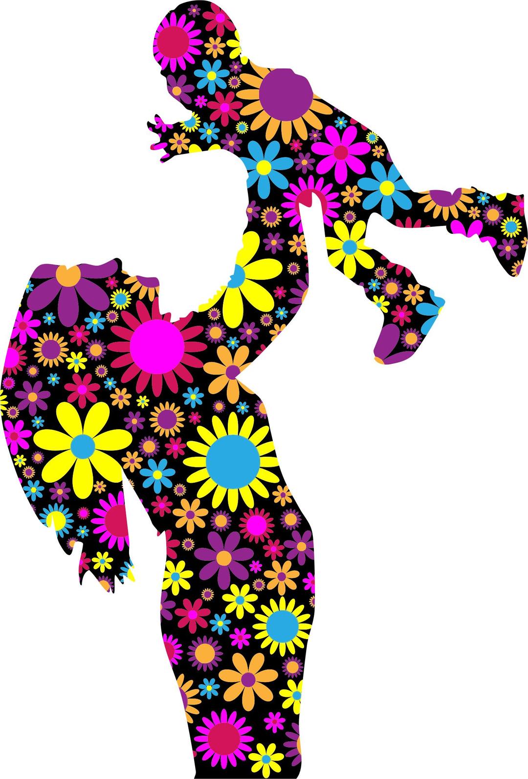 Floral Mother And Son Silhouette 2 png transparent