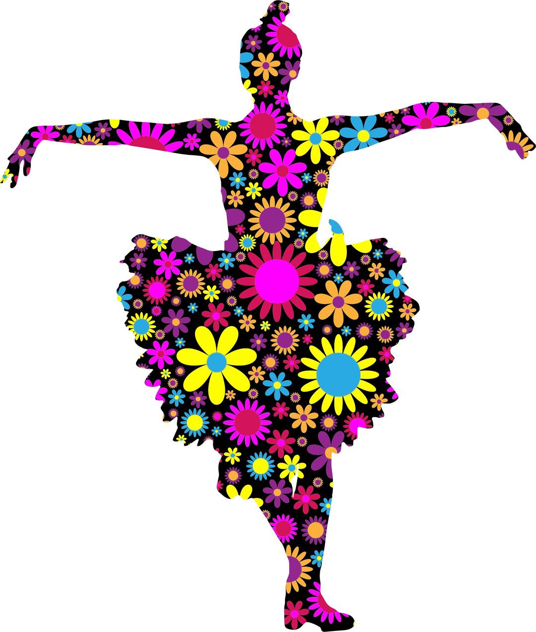Floral Puffy Dress Ballerina Silhouette png transparent