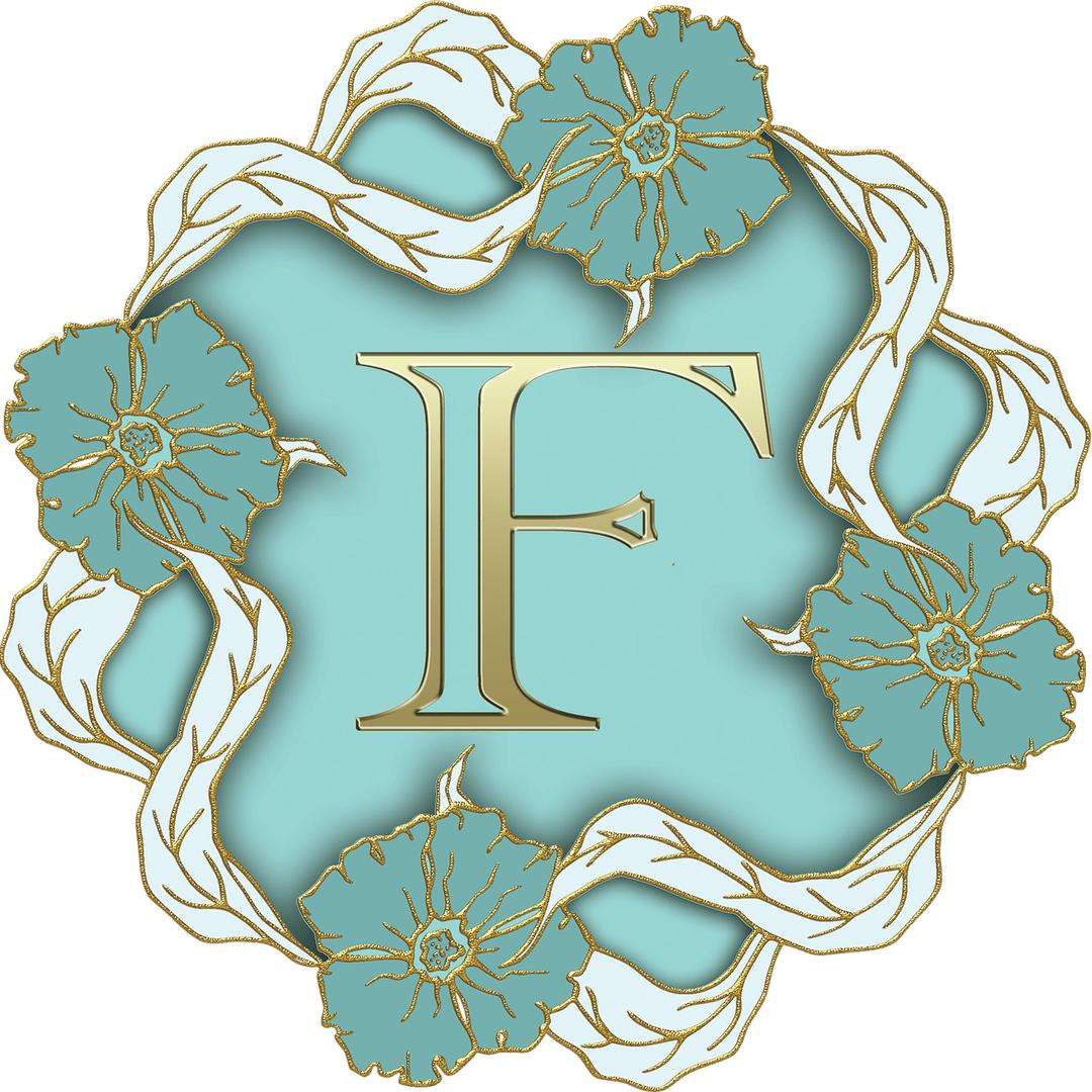 Flower Theme Capital Letter F png transparent