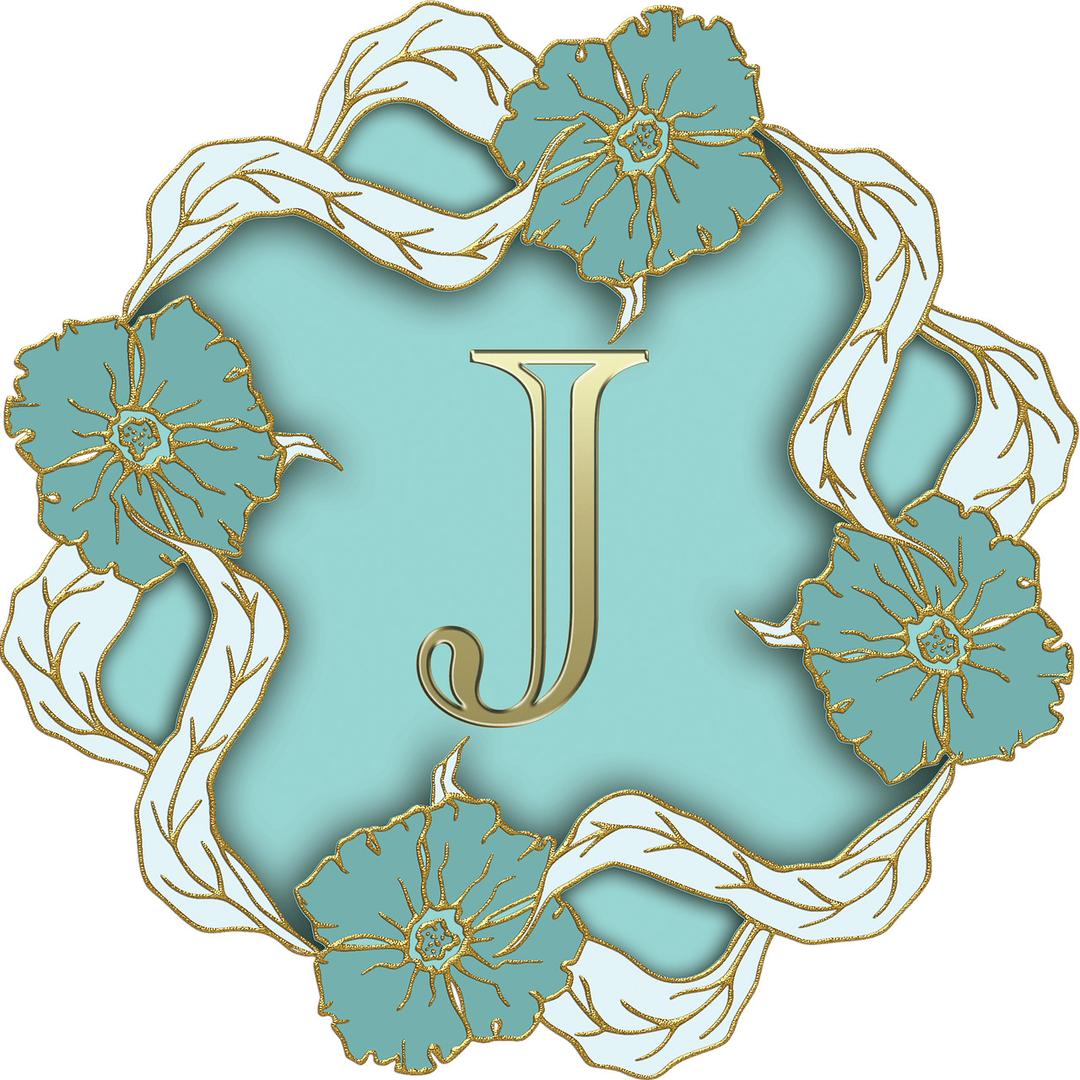 Flower Theme Capital Letter J png transparent