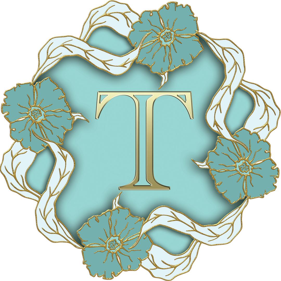 Flower Theme Capital Letter T png transparent