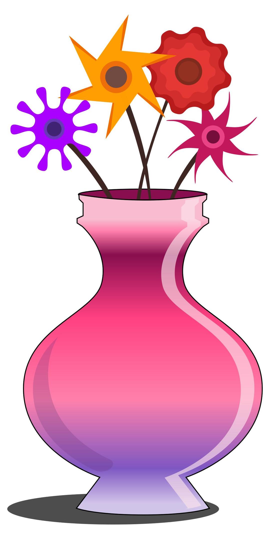 Flower vase pink with flowers png transparent