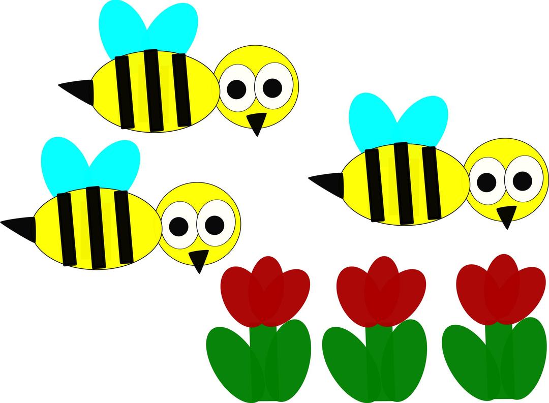flowers and bees png transparent