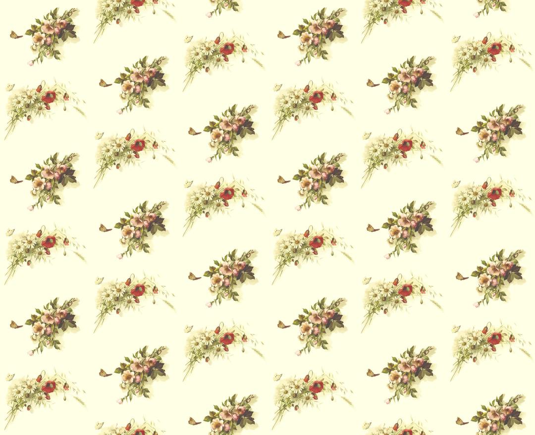 Flowers and butterflies pattern png transparent