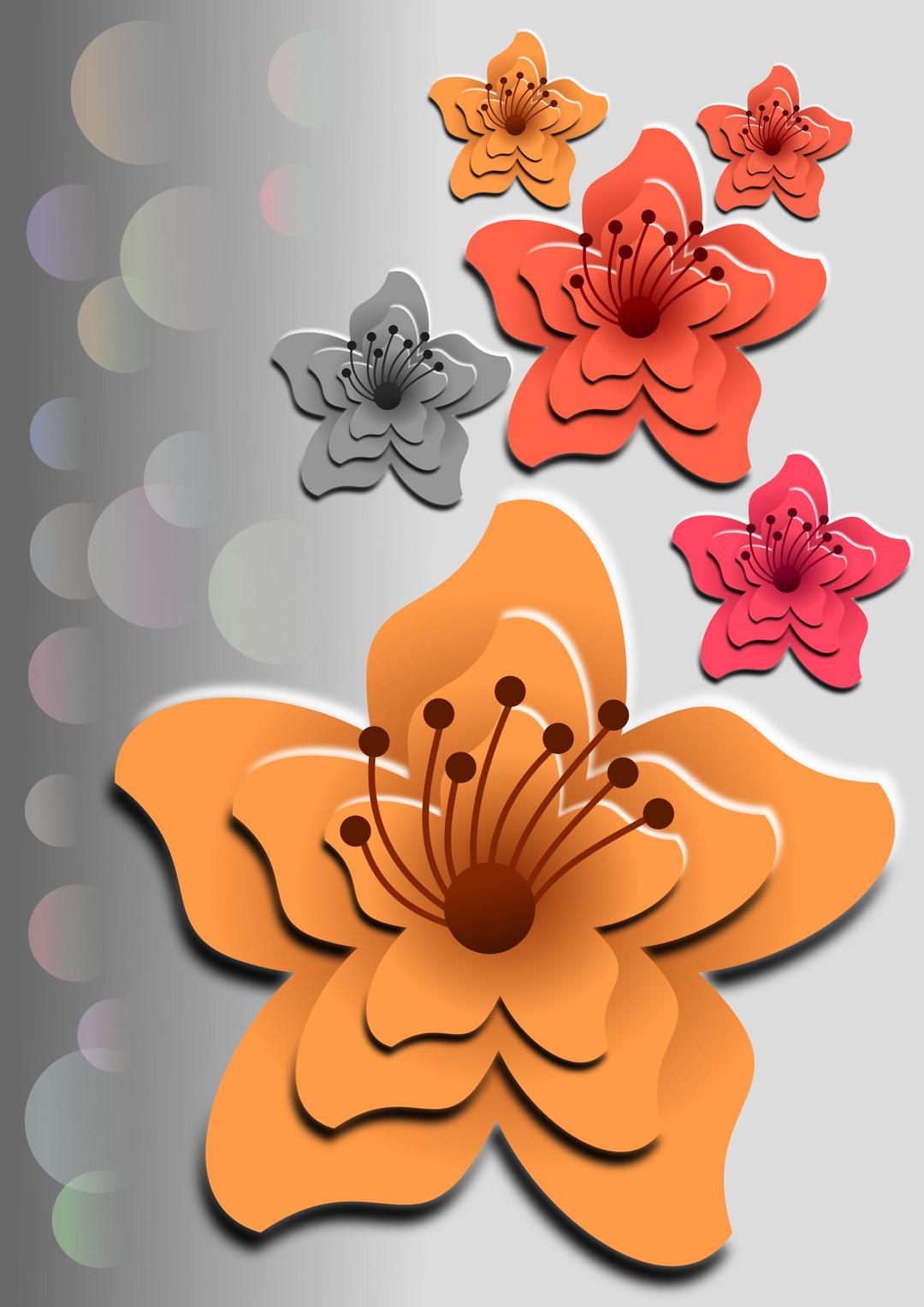 Flowers with shadows png transparent