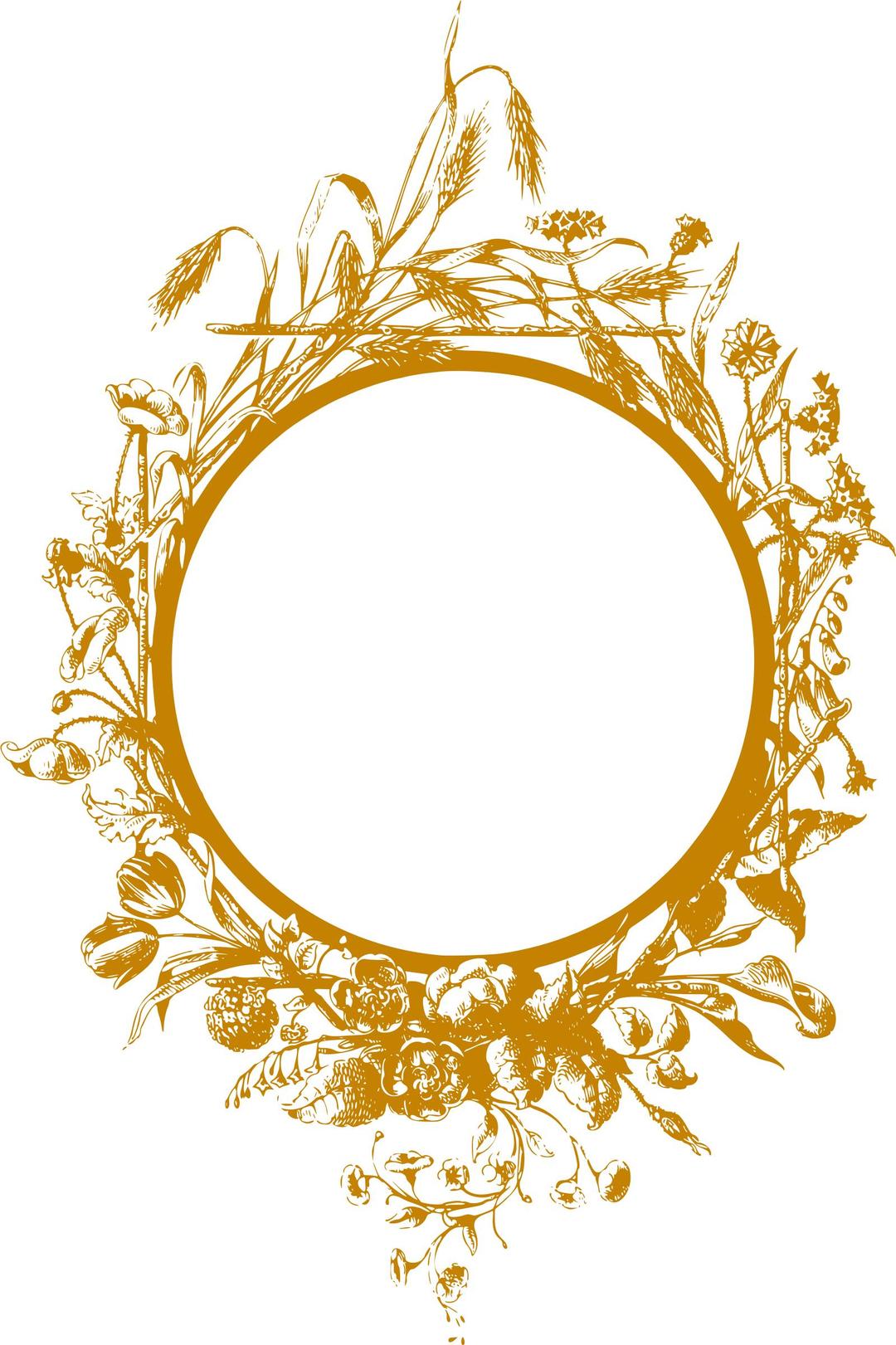 Flowery frame 2 (golden) png transparent