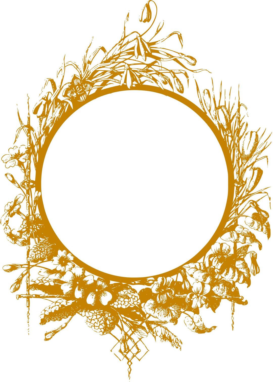 Flowery frame (golden) png transparent