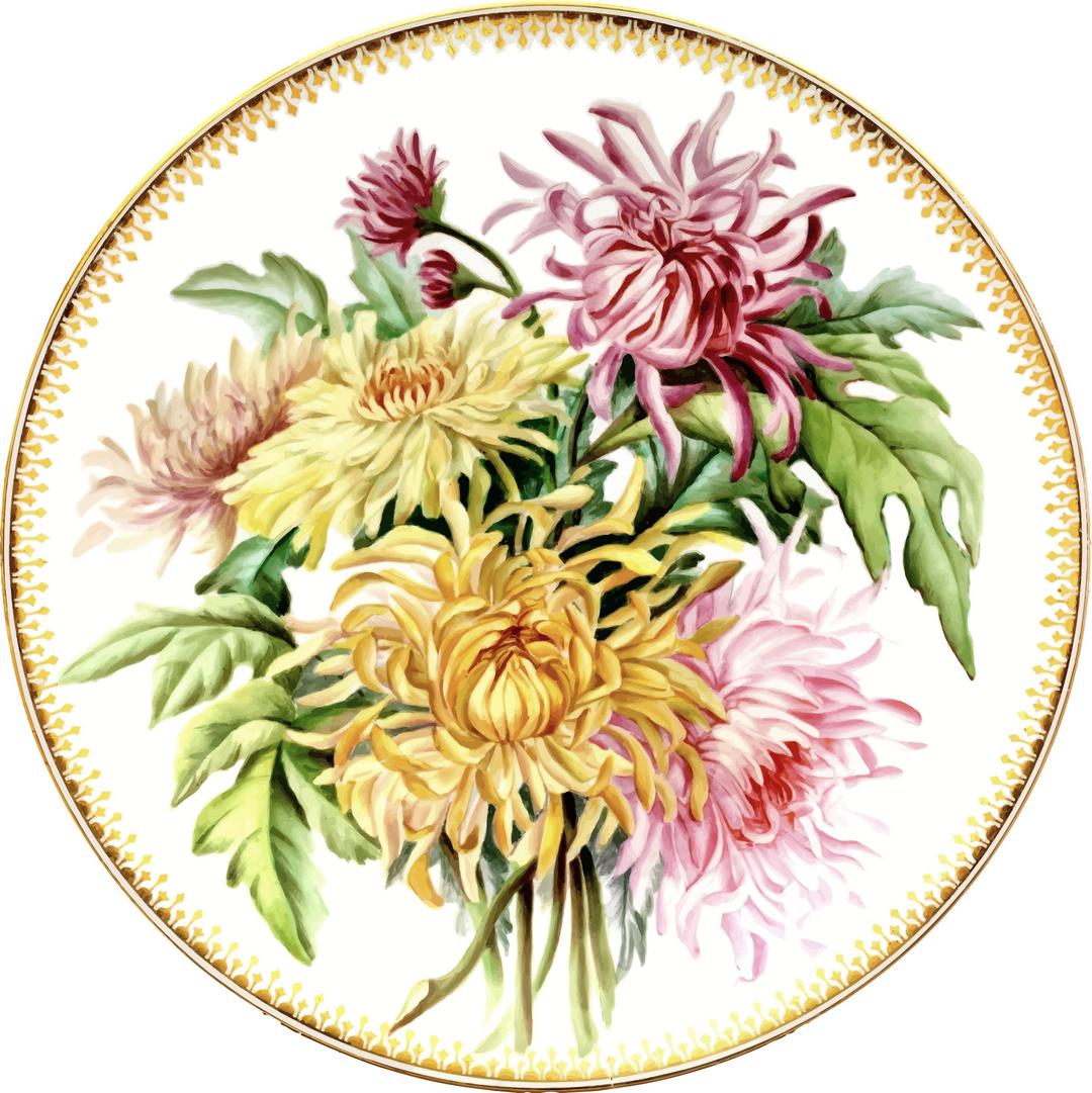 Flowery plate png transparent