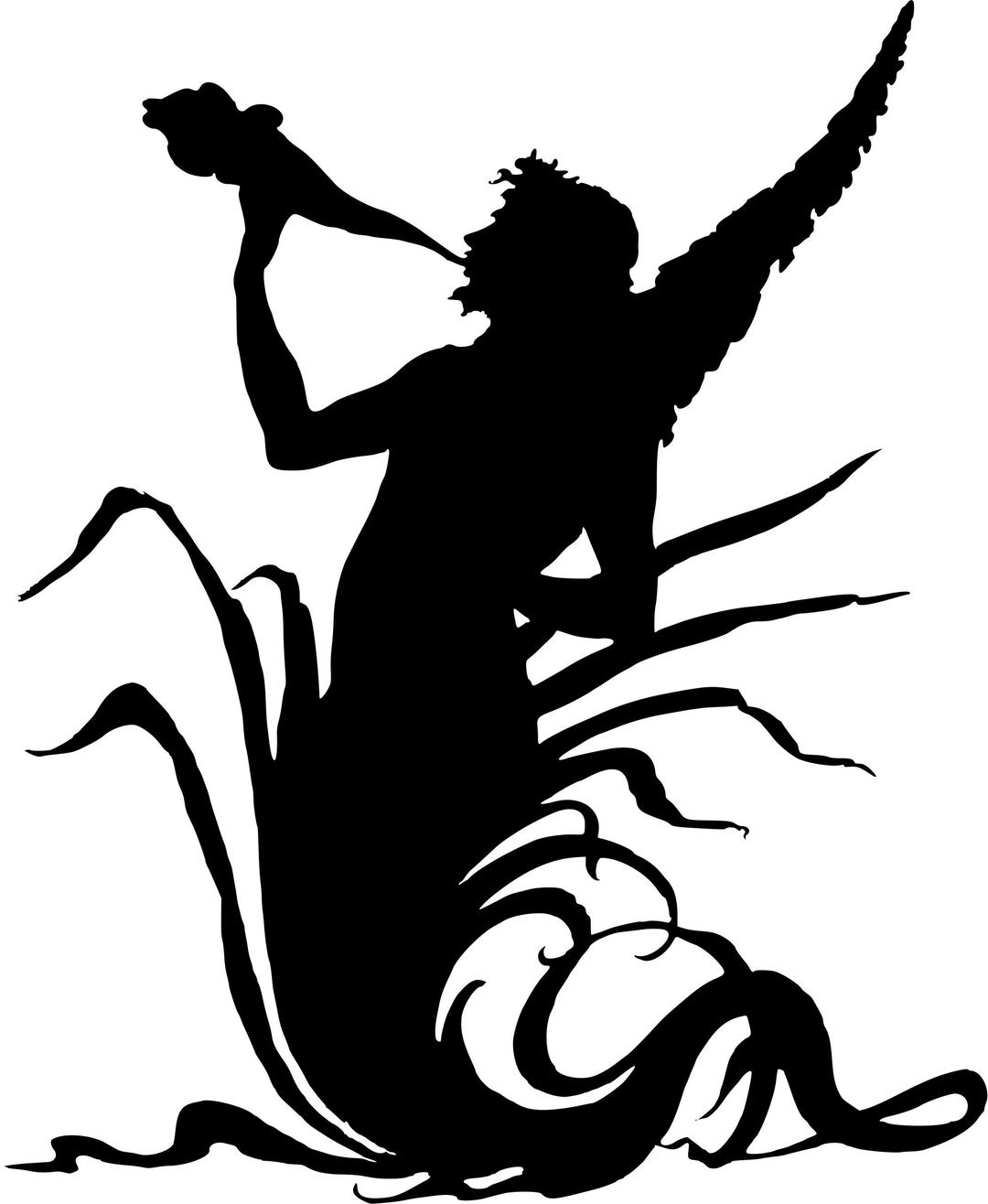 Flowery trumpeter silhouette png transparent