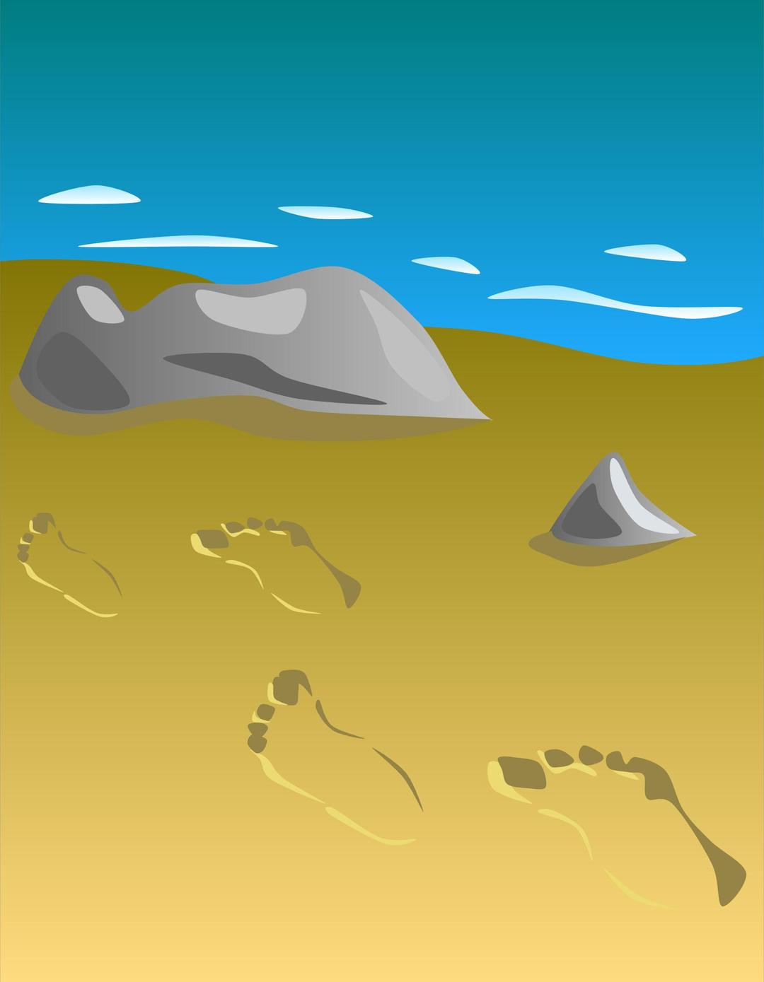 Footprints in sand png transparent