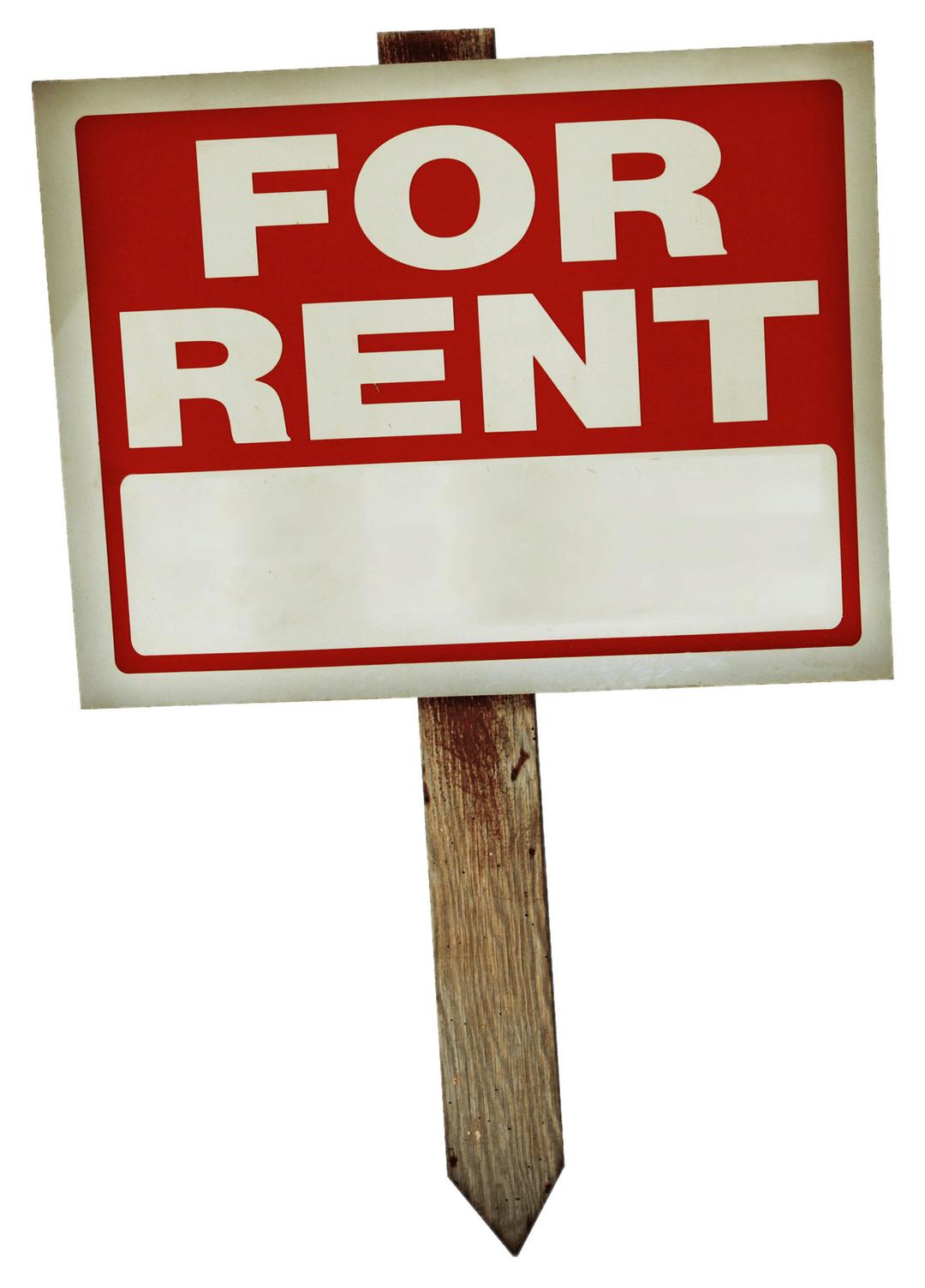 For Rent Sign on Wooden Pole png transparent