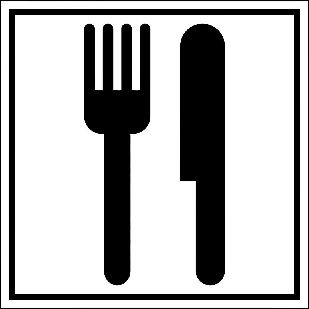 Fork and Knife in a square png transparent