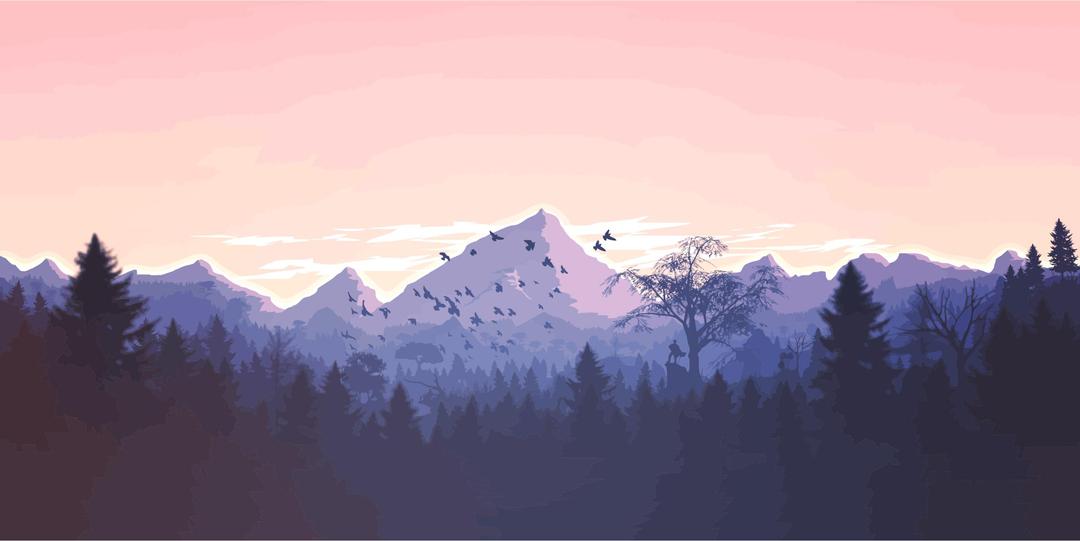 Forrest And Mountains Illustration png transparent