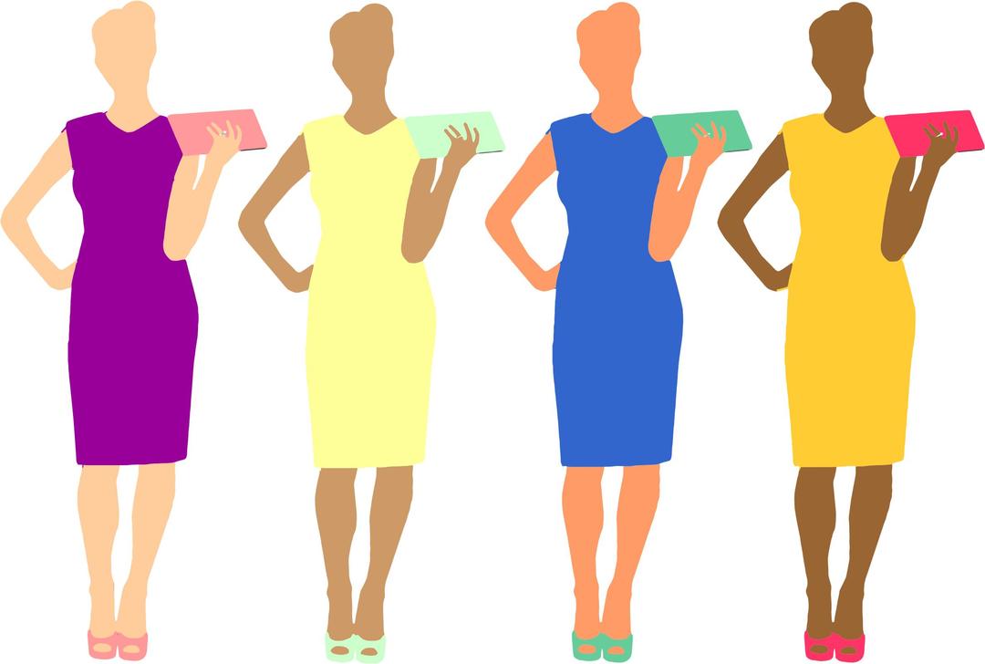 Four Colorful Women png transparent
