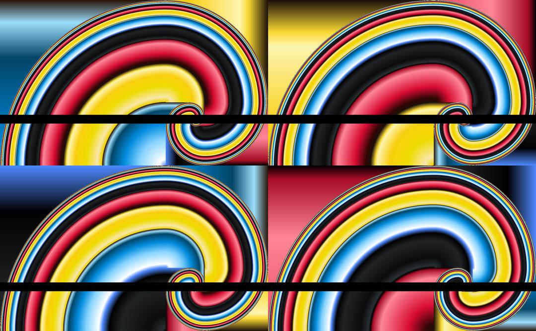 Four Fibonacci Spirals png transparent