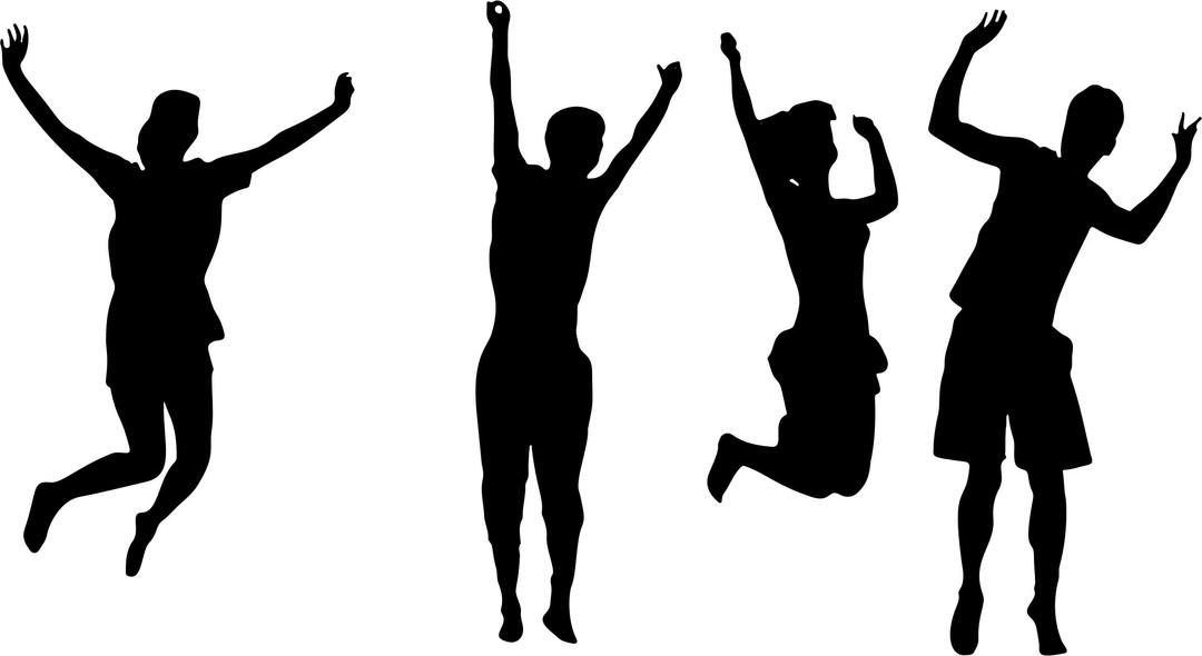 Four Jumping For Joy Silhouette png transparent