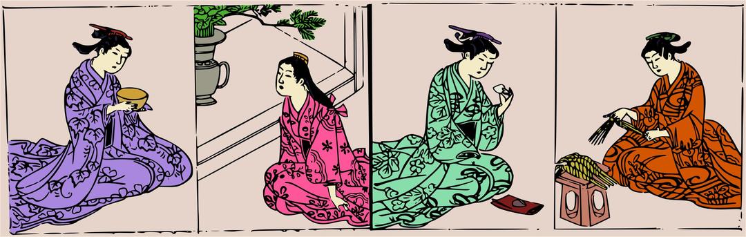 Four Kimono Ladies - Careful Colour png transparent