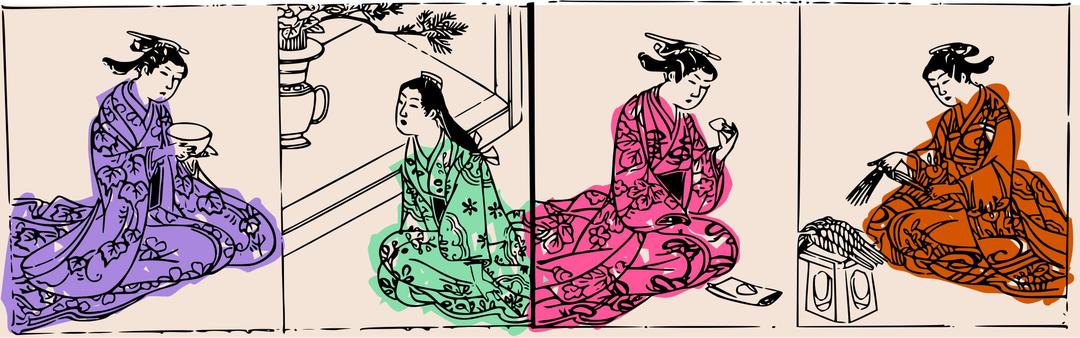 Four Kimono Ladies - colour png transparent