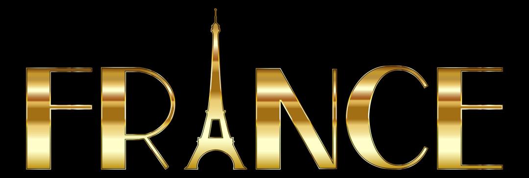 France Typography Gold With Black Background png transparent