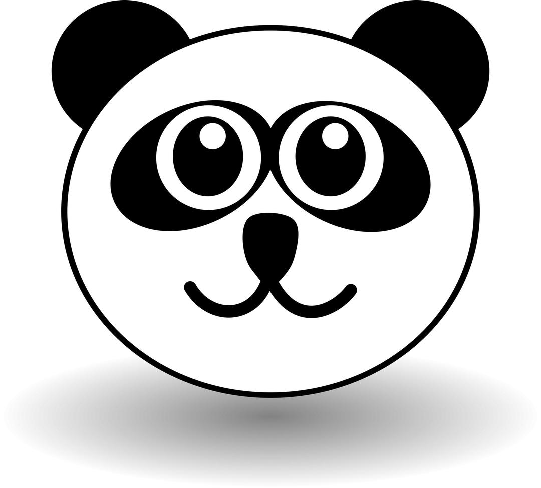 Funny panda face black and white png transparent