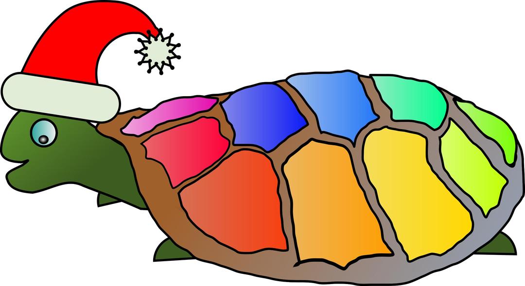 Funny turtle with santa hat png transparent