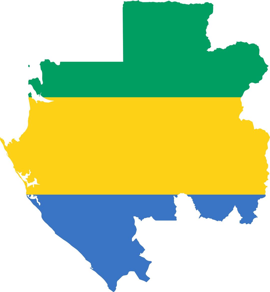 Gabon Flag Map png transparent