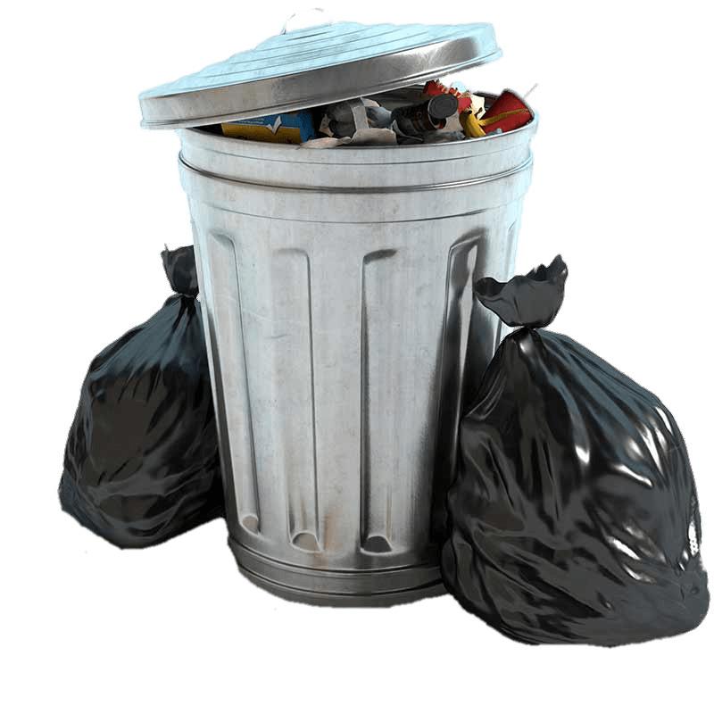 Garbage Bin and Two Black Bags png transparent