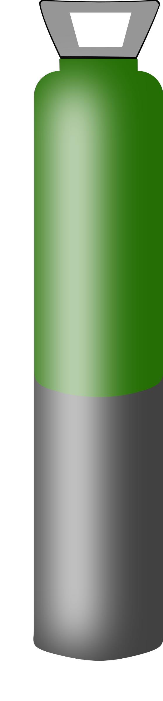 Gas cylinder grey and dark green, high pressure for Argon png transparent