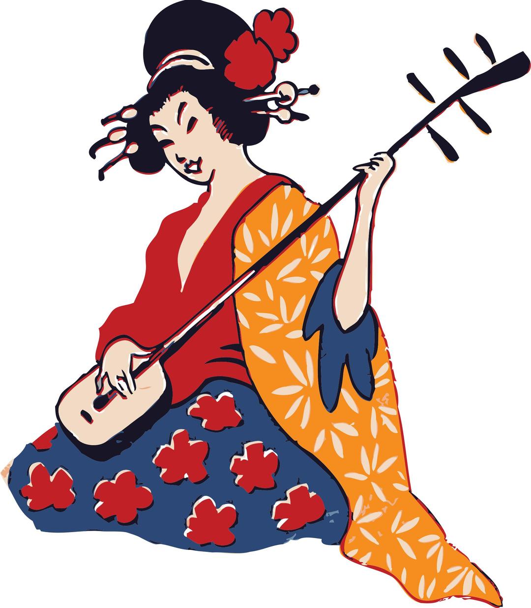 geisha playing shamisen png transparent