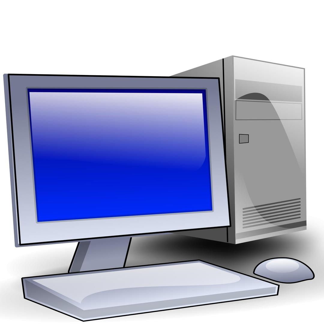 Generic desktop PC with screen and mouse png transparent
