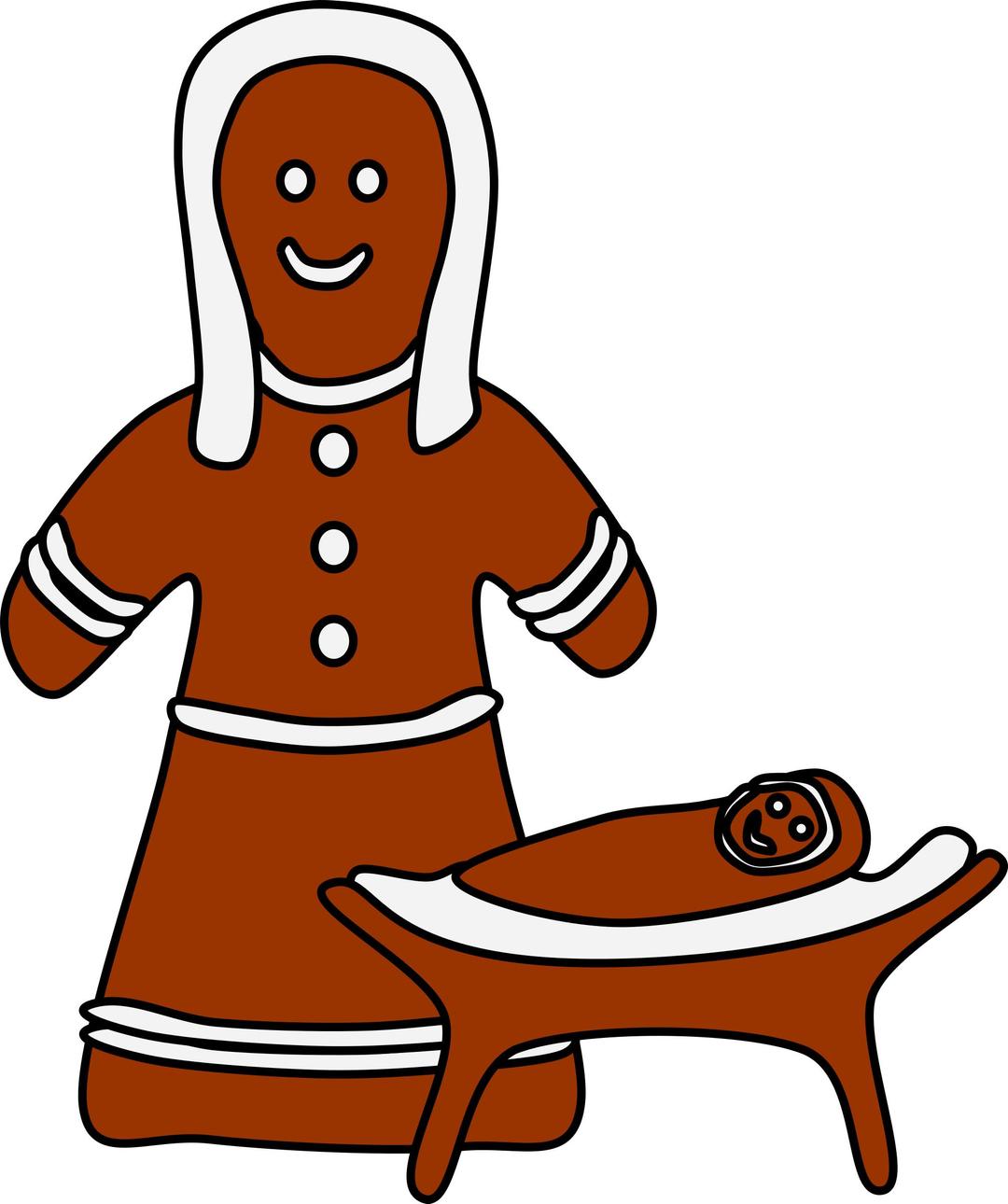 Gingerbread Mary and Jesus png transparent