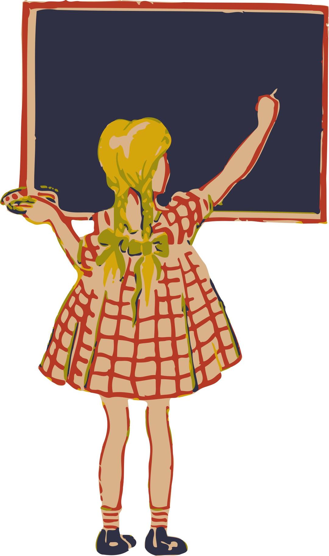 Girl and blackboard png transparent