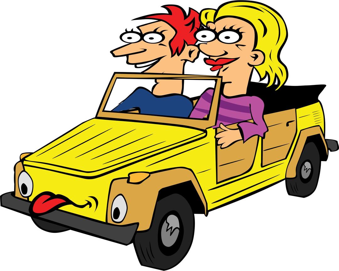 Girl and Boy in Self Driving Car png transparent