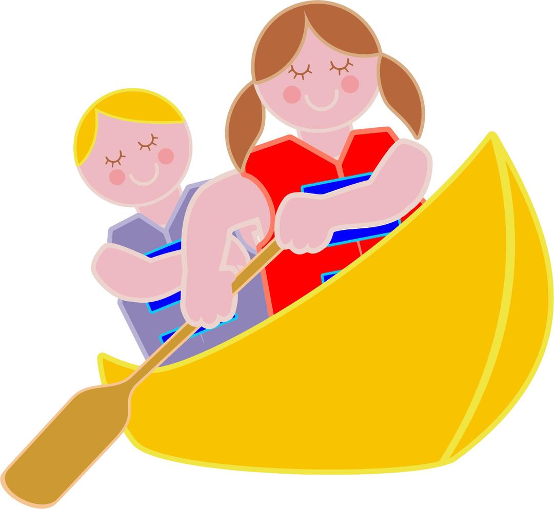 Girl And Boy Rowing In Canoe png transparent