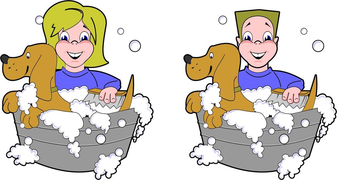 Girl And Boy Washing Dogs png transparent