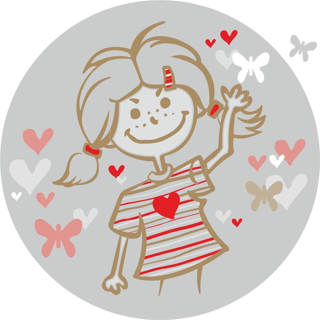 girl and flying hearts png transparent