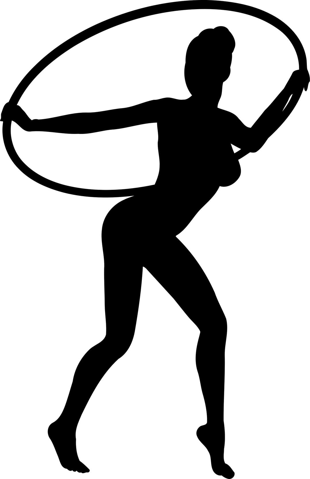 Girl dancing with hoop silhouette png transparent