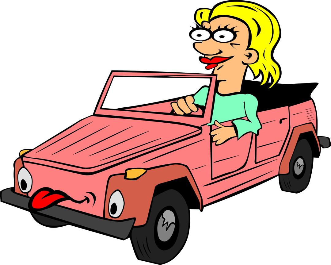 Girl Driving Car Cartoon png transparent