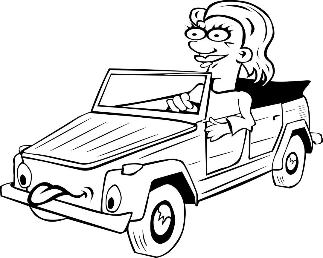 Girl Driving Car Cartoon  png transparent