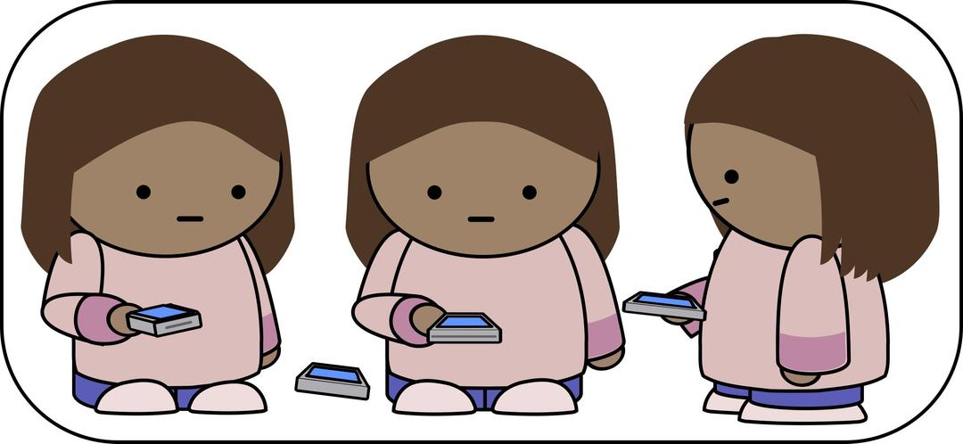 Girl looking at her phone png transparent